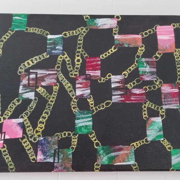 Unframed Abstract Painting, "Chains of Scenery",  11 x 14" Free Shipping - Picture 3 of 6